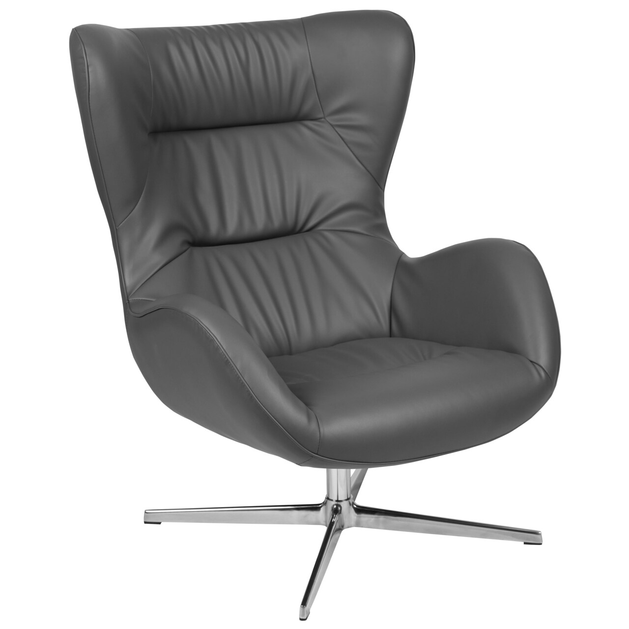 Merrick Lane Olwen Ergonomic High-Back Lounge Chair 360° Swivel Accent Chair Side Chair with 4 Star Alloy Base